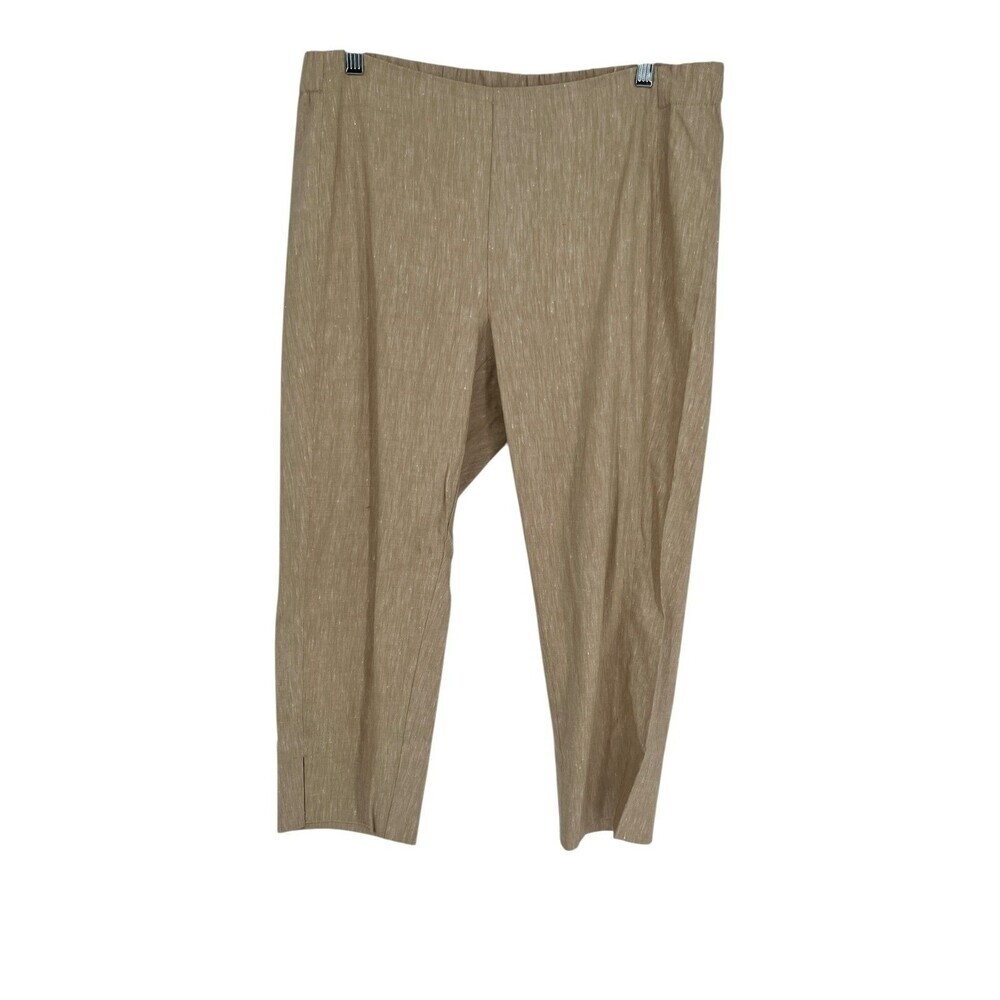 J. Jill Linen Stretch Crop Pants Women's Size Medium Petite Tan Coastal Grandma